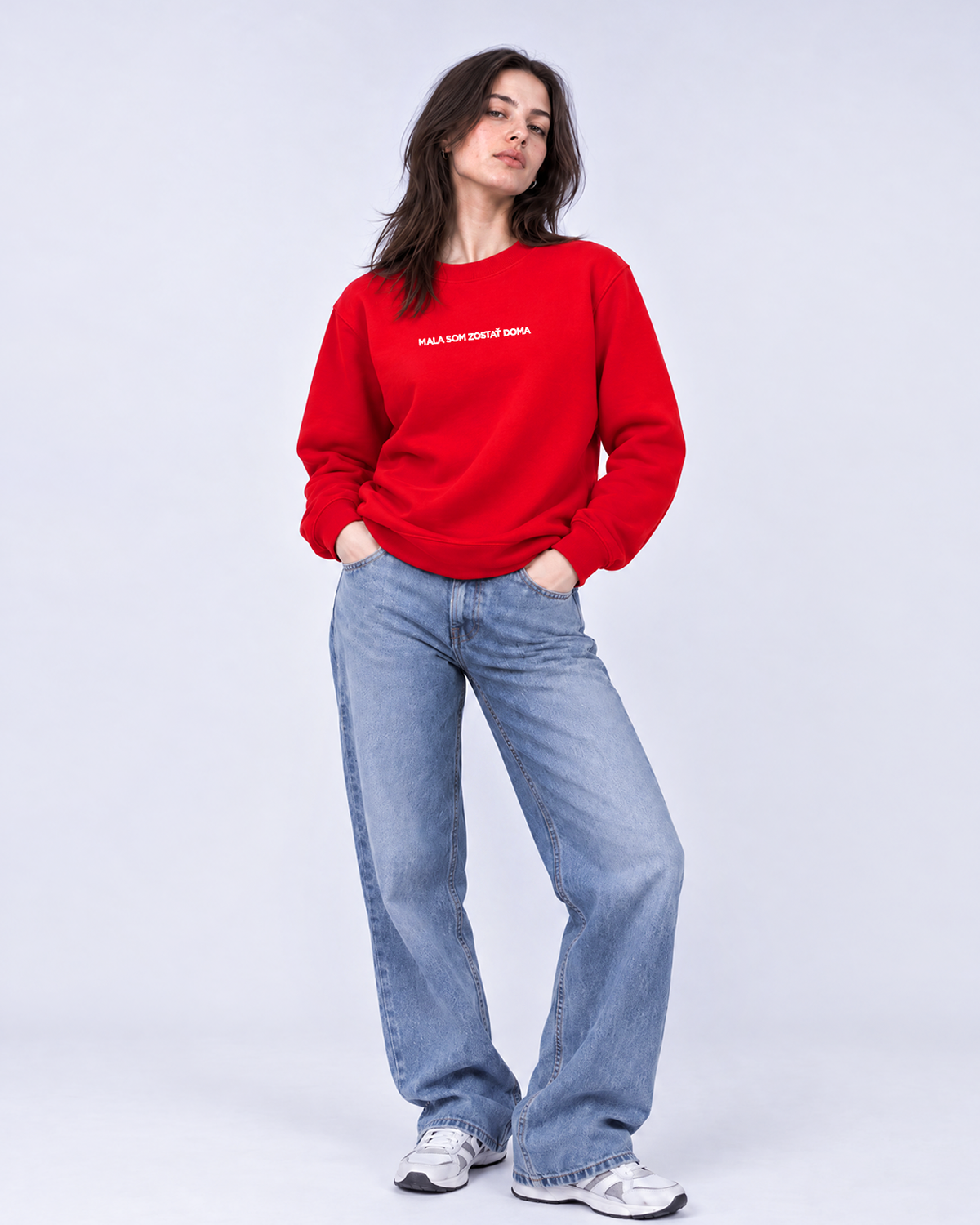 Mala som zostať doma unisex mikina červená
